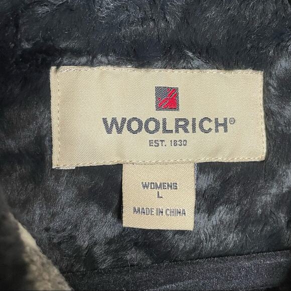 WOOLRICH black & white preppy plaid wool blend full zip vest size large fall - Picture 5 of 6